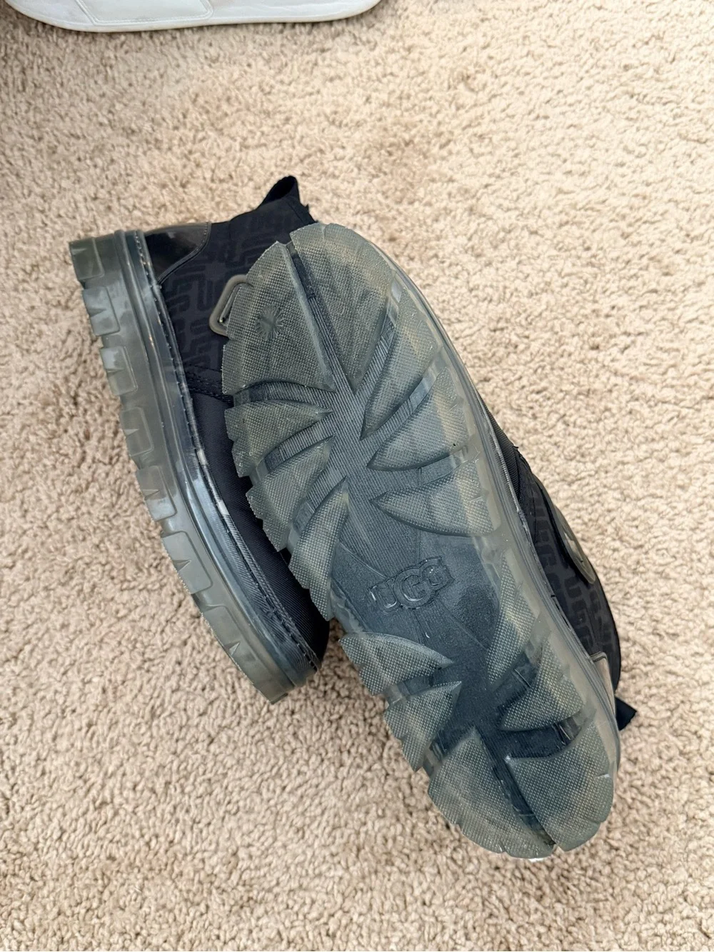 UGG Kids Black Boots with Olive Strap